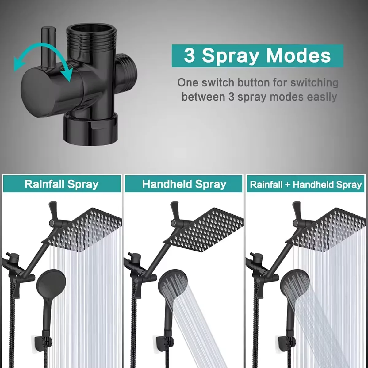 2024Hot Sale Stainless Steel Pressurized Shower Top Spray Shower Head Multifunctional Hand Shower Set