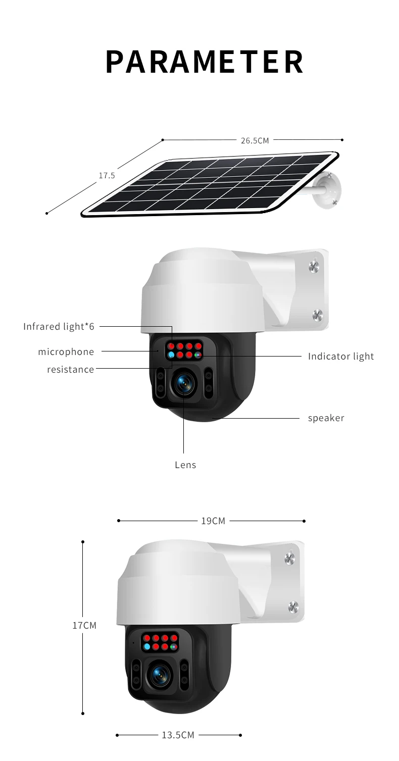 4G солнечная PTZ зум камеры IP 6 8 Вт панель с заряжаемым аккумулятором 2.0MP 1080P двухстороннее аудио сигнала тревоги обнаружения на открытом