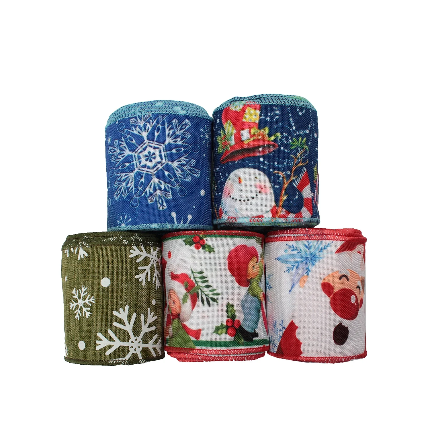 
Huihuang Factory Wholesale Price Custom Holiday Christmas Decoration Wired Edge Ribbon Wreath Ribbon 63mm 
