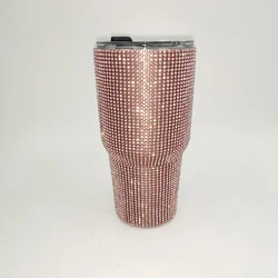 BPA free Rhinestone Diamond Bling Car Coffee Cup Cyrstal Stainless Steel Insulated 30oz Tumbler With Lid