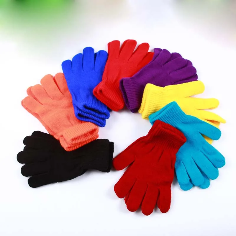 2024  Unisex Winter Ribbed Knitted Full Fingered Gloves Basic Thicken Plush Lining Mittens Magic Thermal Wrist Warmer Gloves