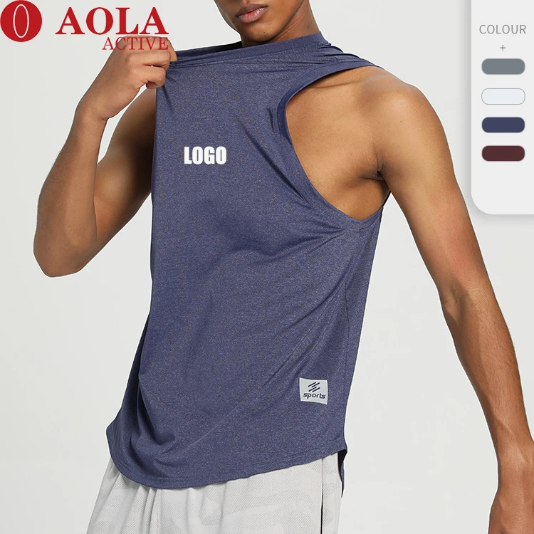 Comfortable Quality Nylon Crew-neck Tank Top Men Loose Sleeveless Tshirt Vest For Custom Logo