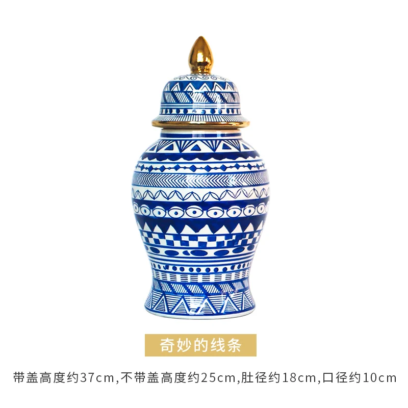 Сине-белые китайские керамические банки для обычных дужек, фарфоровые Роскошные вазы для цветов, украшение для дома под глазурью, оптовая продажа