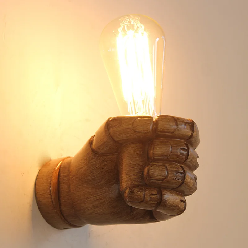 Vintage Resin Fist Wall Lamps LED Bulbs Corridor Lights Bedroom Living Room Wall Light Holder Home Decoration E27