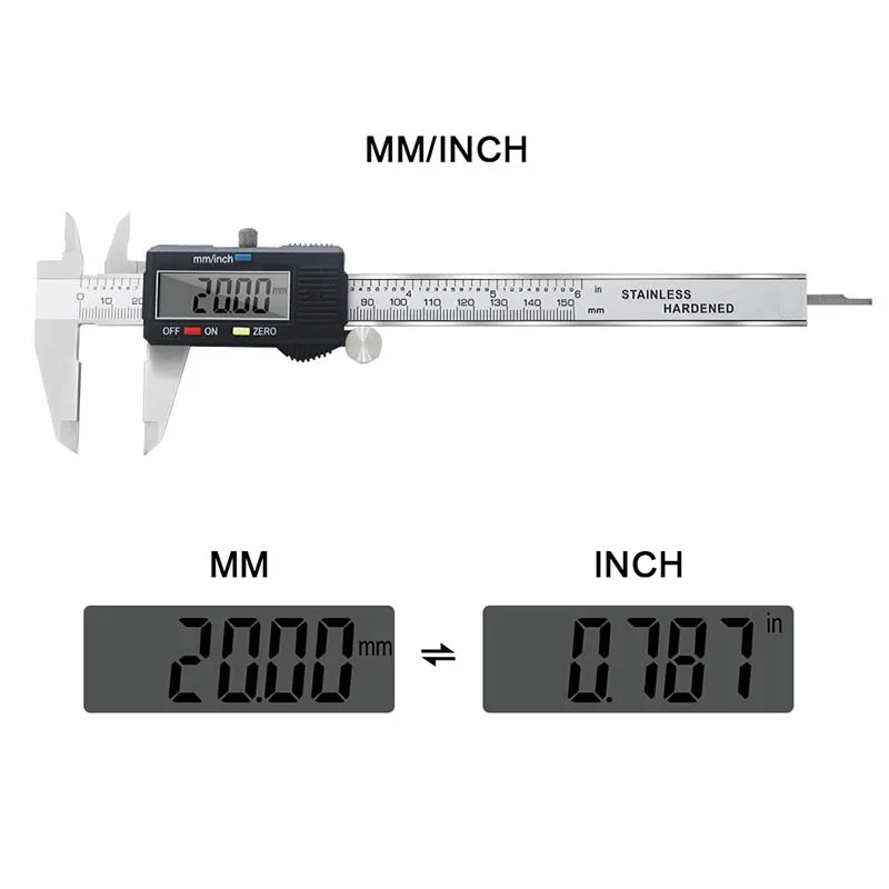 Electronic Digital Vernier Caliper 150mm Stainless Steel Rule Gauge Micrometer 6 Inch LCD Measuring Ruler Tool With Plastic Box