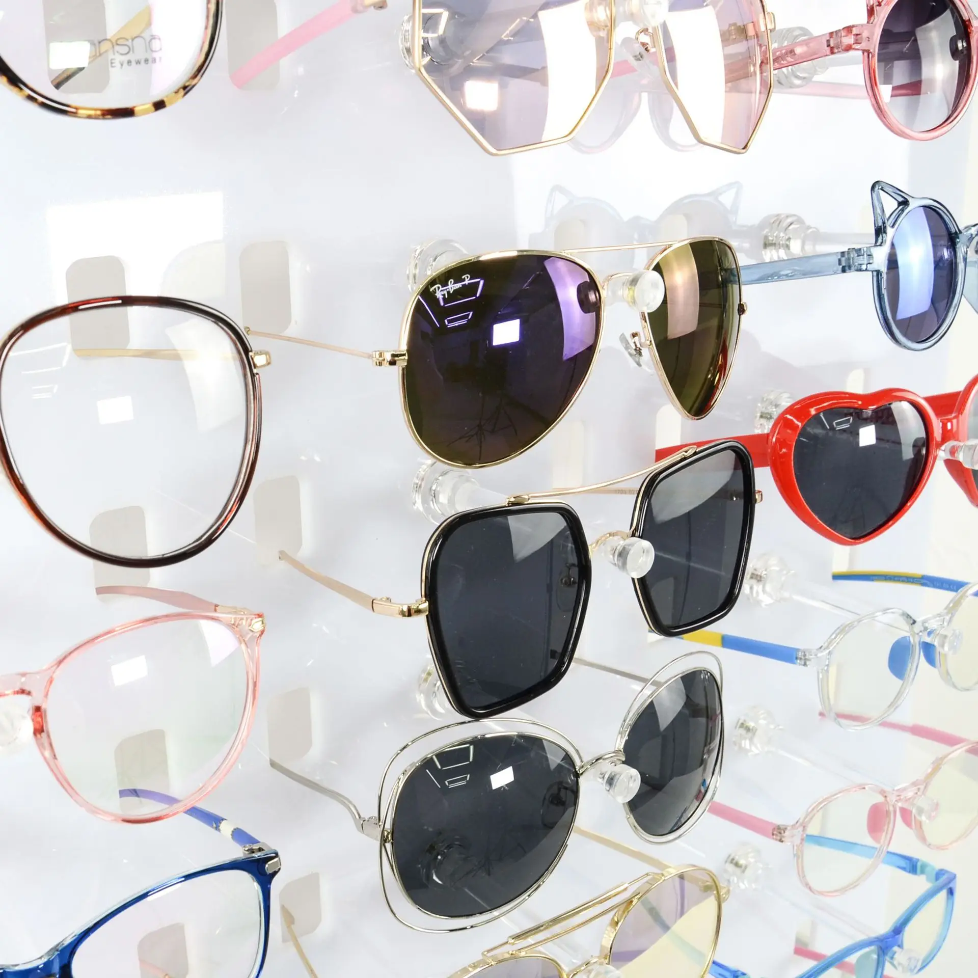 Sunglasses Eye Glasses Storage Organizer Wall Mounted Collection Display Case Display Free Standing Sunglasses Rack Acrylic
