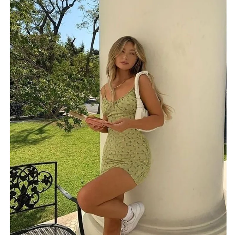 2023 Braces Skirt Backless Comfortable Floral Fasion Women Dress High Quality