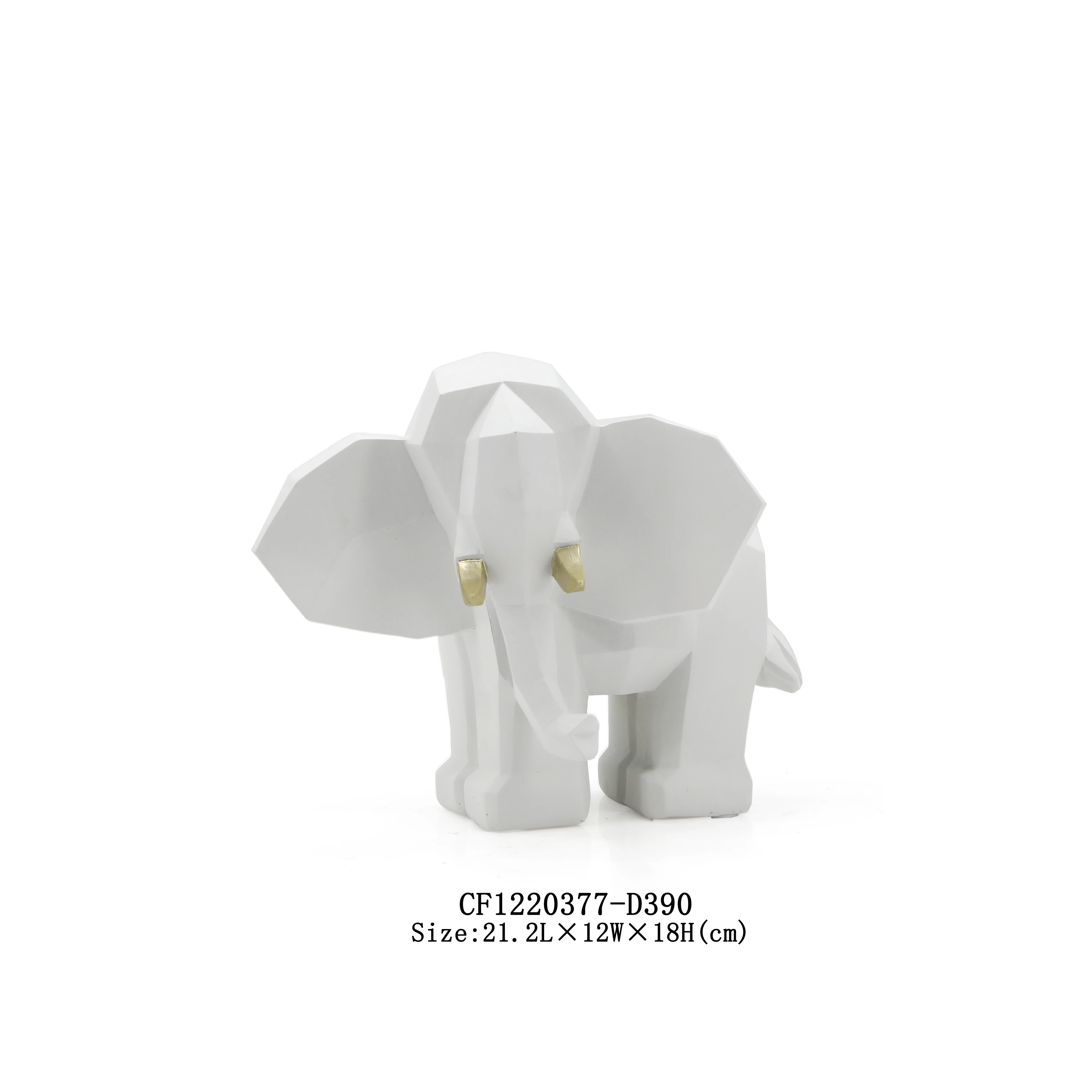 Artificial Animal White And Gold  Resin Elephants Statue Set of 3 Figurine For Desktop Home Decor
