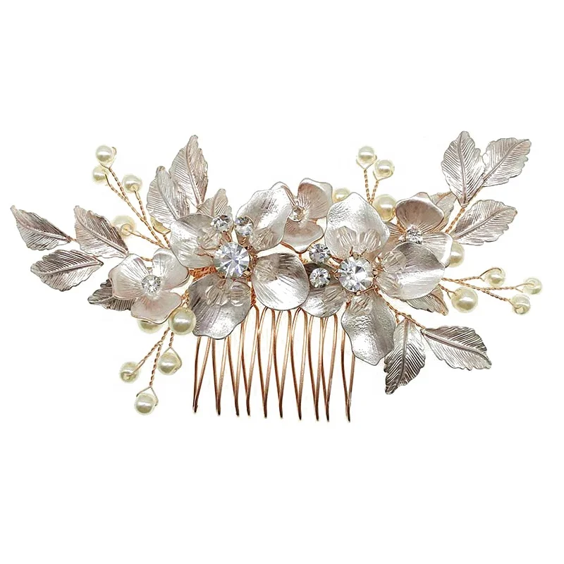 Нежная бижутерия для волос с розовым золотом цветочный гребень невесты аксессуары женщин свадебный выпускной