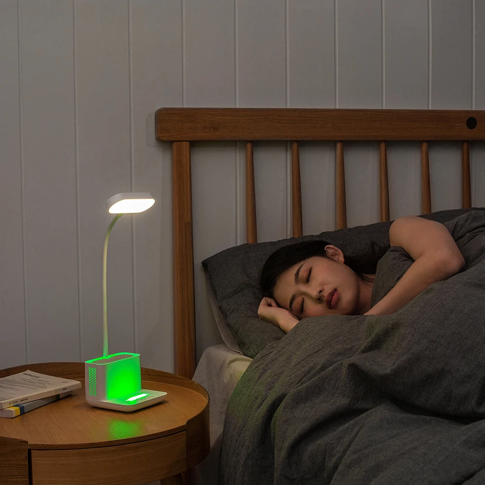 
New design 2 in 1 negative ions air purifier multi-functional led reading beside table lamp with phone holder 