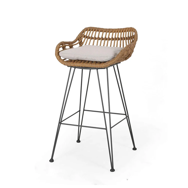 modern design rattan high bar chair rattan bar stool chair bistro outdoor rattan wicker chair