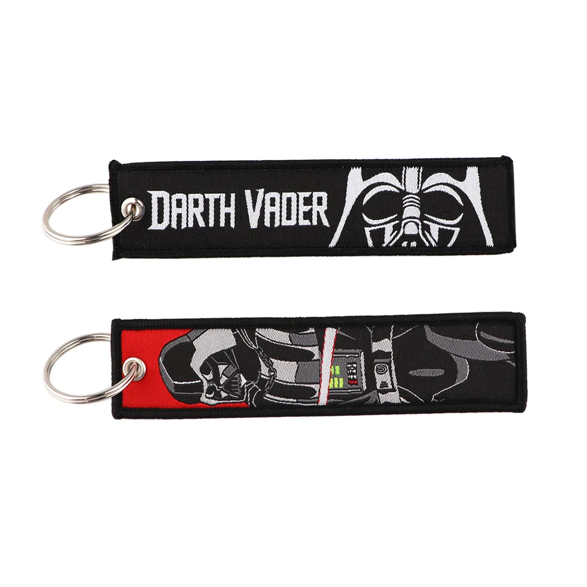 Anti-Lost Lanyards Cute Cartoon Baby Yoda Keychain Star Darth Vader Double Sided Embroidered Lanyard Custom War Woven Keychains