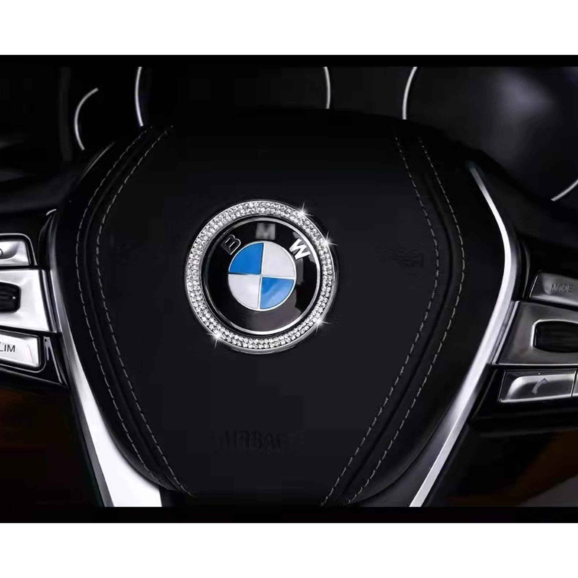Steering Wheel Logo Bling Cover Crystal Shining Auto Parts Accessories Interior Decoration for BMW