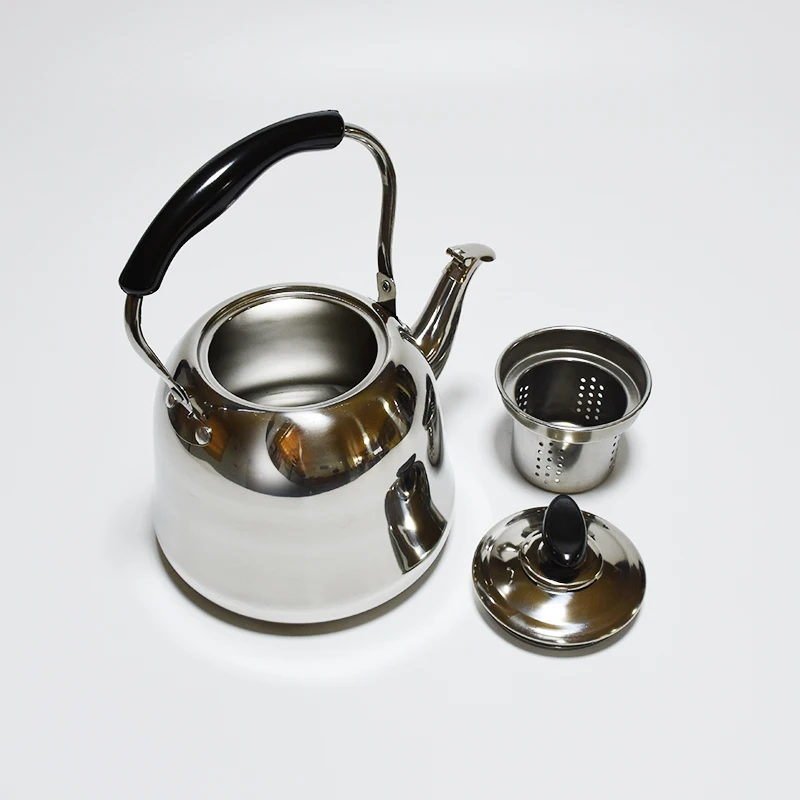 Stainless steel tea water kettle with filter element Flat bottom whistling kettle