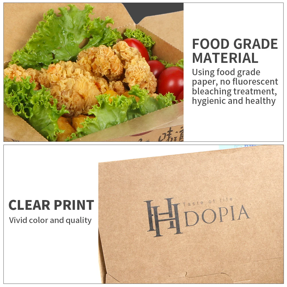 1# Disposable Kraft Paper Box Matt Lamination Custom Bento Packaging Takeaway Food-Use Sushi Cookie Fruit Salad Fried Foil
