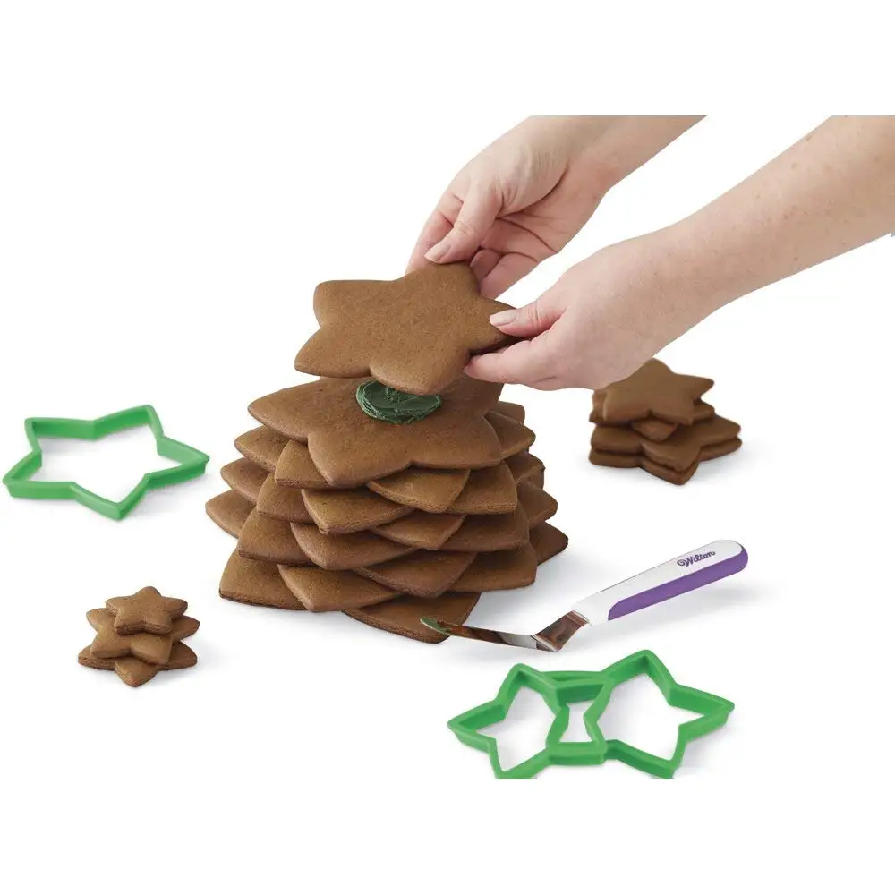 
10PCS Five-pointed Star Shapes 3D Plastic Star Cookie Cutter Set Biscuit Pastry Molds Fondant for Christmas Tree Gift 