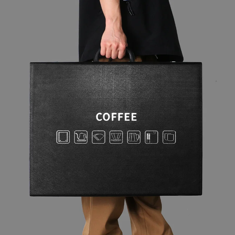 NIBU Travel Pour Over Coffee Gift Box Leather Suitcase Coffee Kit With Electric Kettle Coffee Set