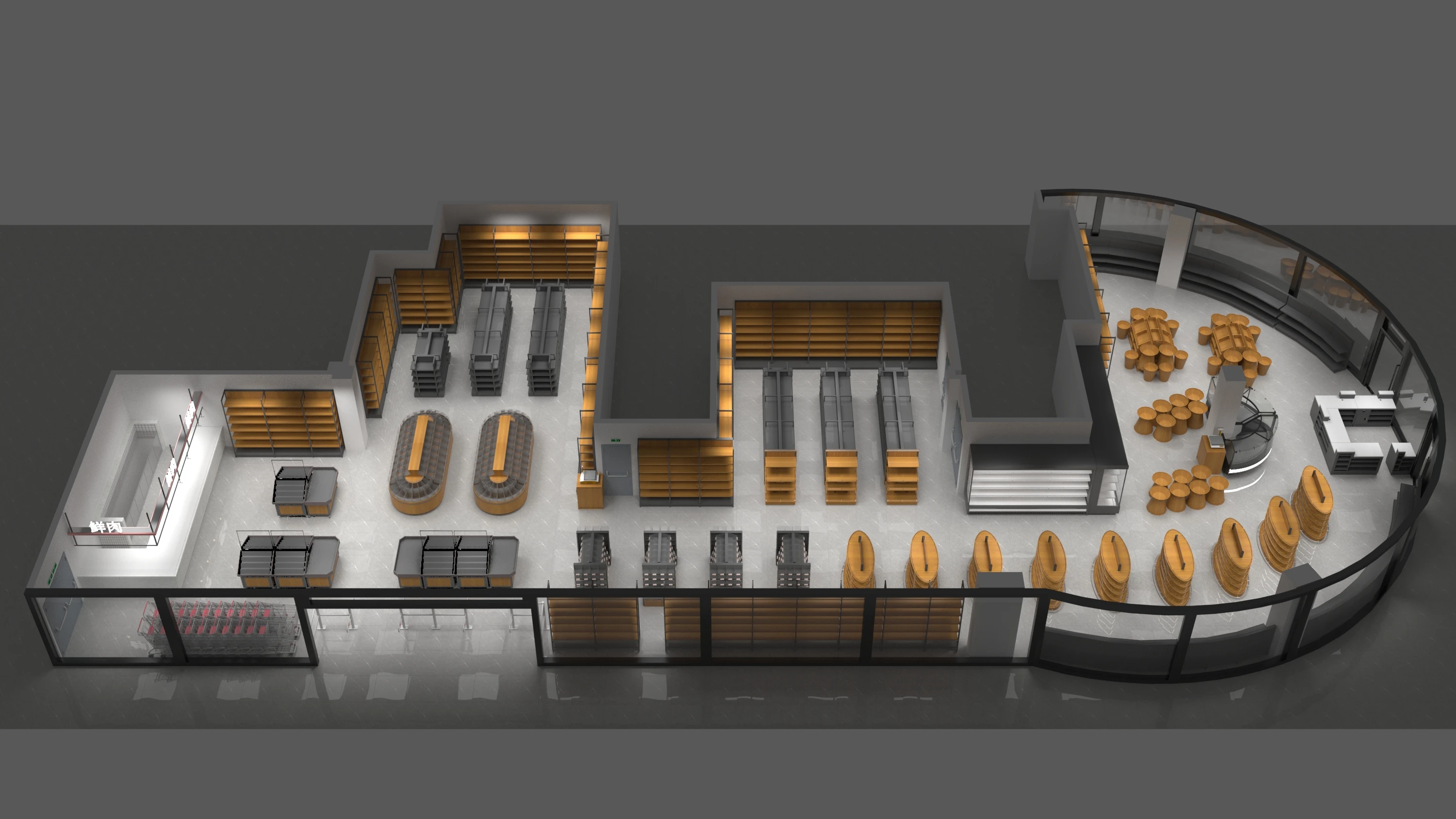 High quality custom store-wide full range Gondola single-sided wooden iron retail store display shelves for retail stores