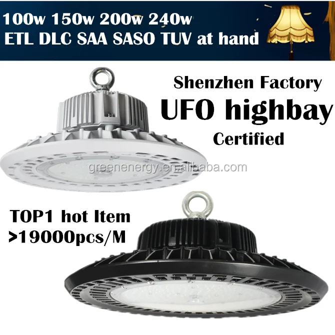 Smart motion sensor 100w 150w 100-277v 347v 480v led ufo industrial high bay light 1-10v dimmable for gym warehouse