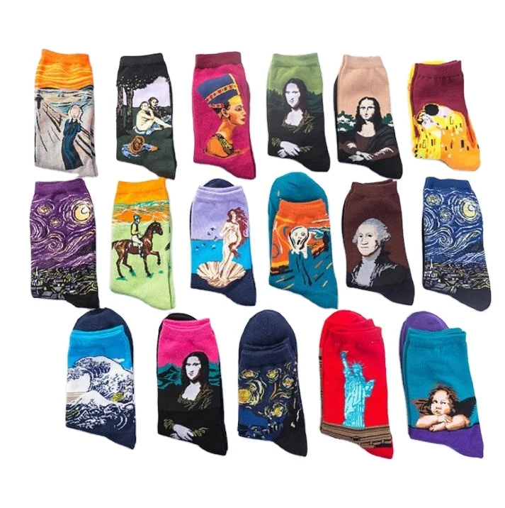 Breathable anti-bacterial cotton fashion ankle socks art custom painting socks