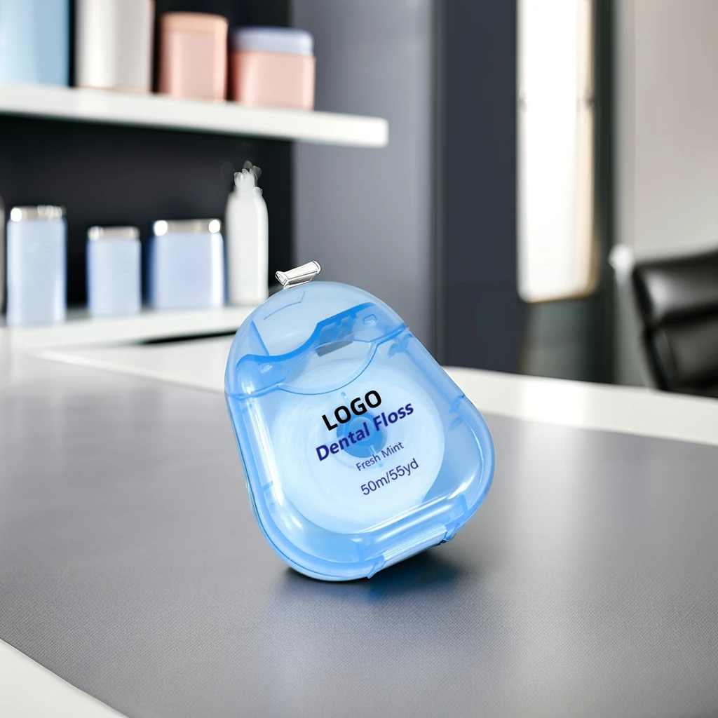 Mint Flavored 50m Dental Floss Waxed Nylon and PTFE Tooth Cleaning Oral Care Wax Teeth Cleaning Floss