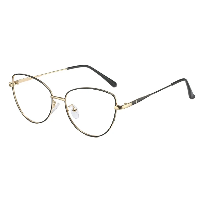 New Retro Metal Color-Changing Cat Eye Eyeglasses Frame Round Fashion Women Men Unisex Anti-Blue Light Eye Glasses