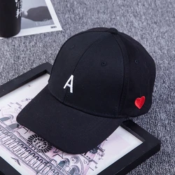 Wholesale Korean style joker 6 panel embroidered love baseball cap summer such soft top duck tongue curved brim