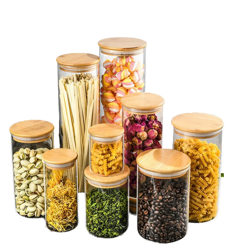 High Quality Custom Kitchen Glass Food Storage Container Various Sizes Mason Jar with Lids Divided and Safe Spice Jar