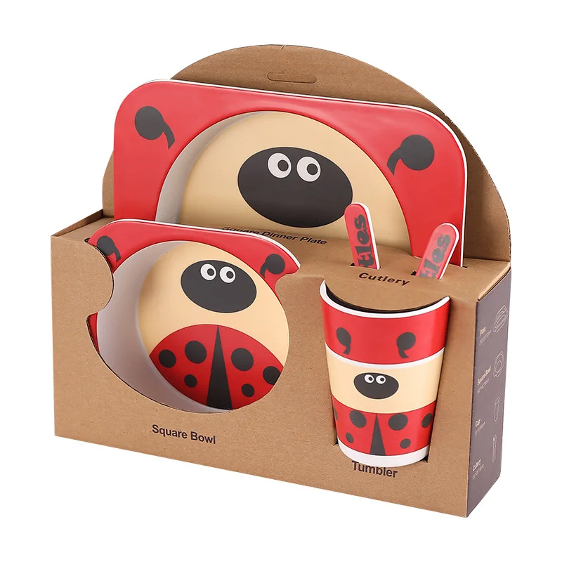 Biodegradable Clean Design Bowl Animal Children Tableware Set Eco Friendly Dinner Set Bamboo Fiber Kids Dinnerware Set