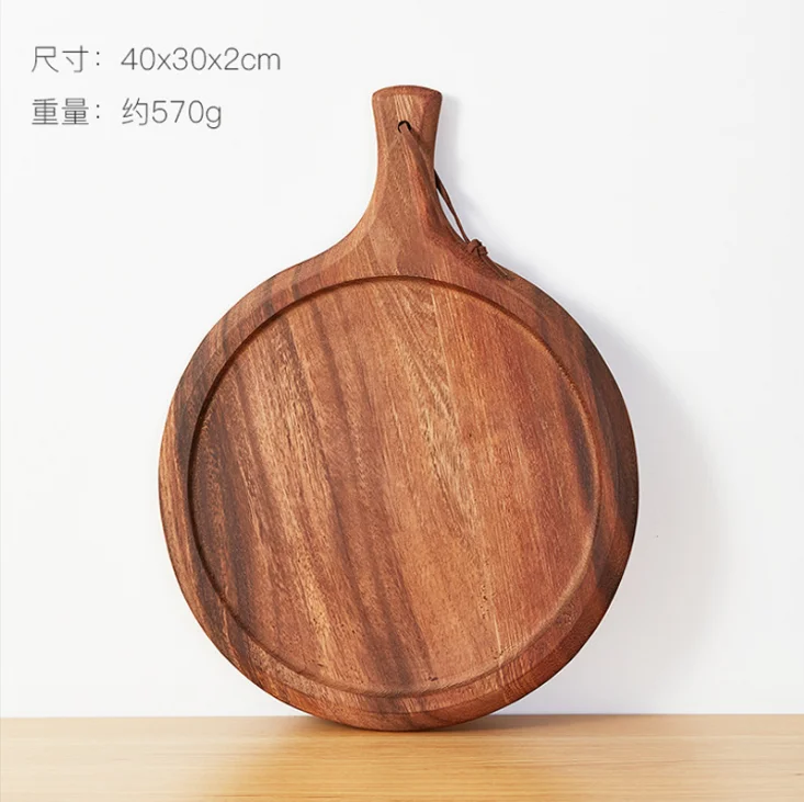 Brown Large Acacia Wood Pizza Peel/Cutting Board/Serving Tray/Paddle Serving Boards with Handle for Pizzas,Vegetables& Chees