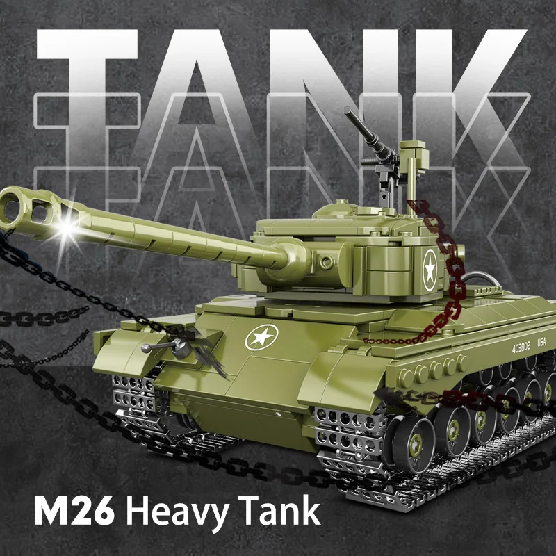 CAYI Новое поступление Военная серия игрушки M26 тяжелый мини-танк строительные блоки Военный танк WW2 конструктор танка