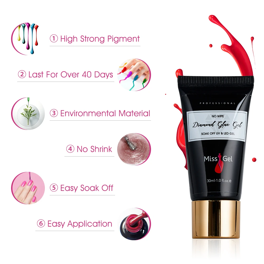 MIss Gel, Алмазный лак для ногтей, клей, драгоценный камень, Алмазный клей для ногтей, УФ-гель