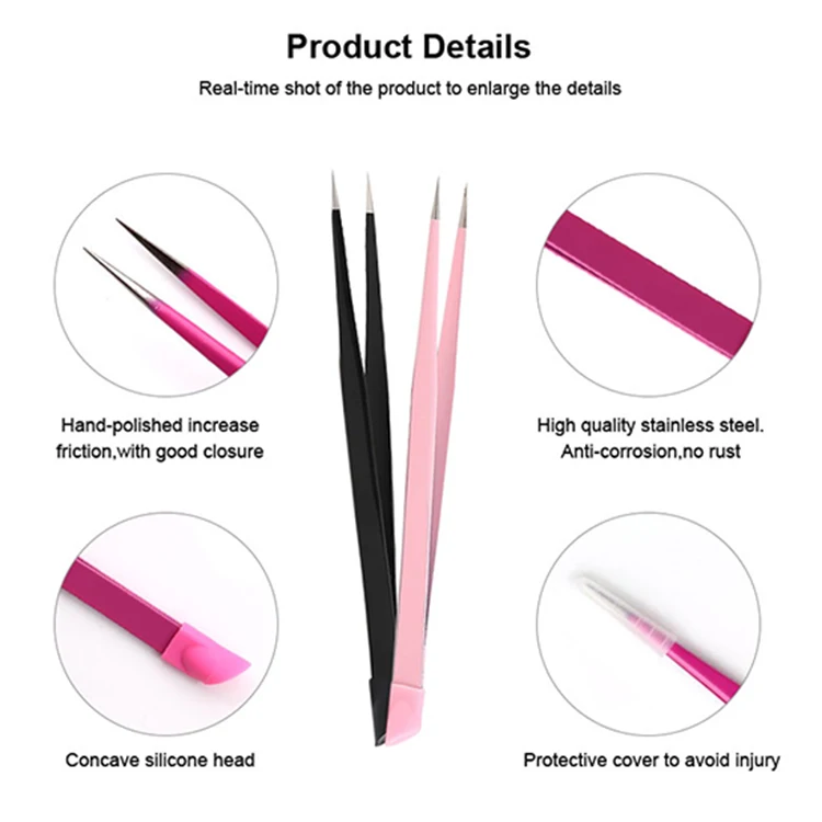 Hand Crafted Volume Tweezers Deep Angled Pointed Eyelash Applicator Tweezer Peseta Manicure Tool Forceps Clippers Eyelash