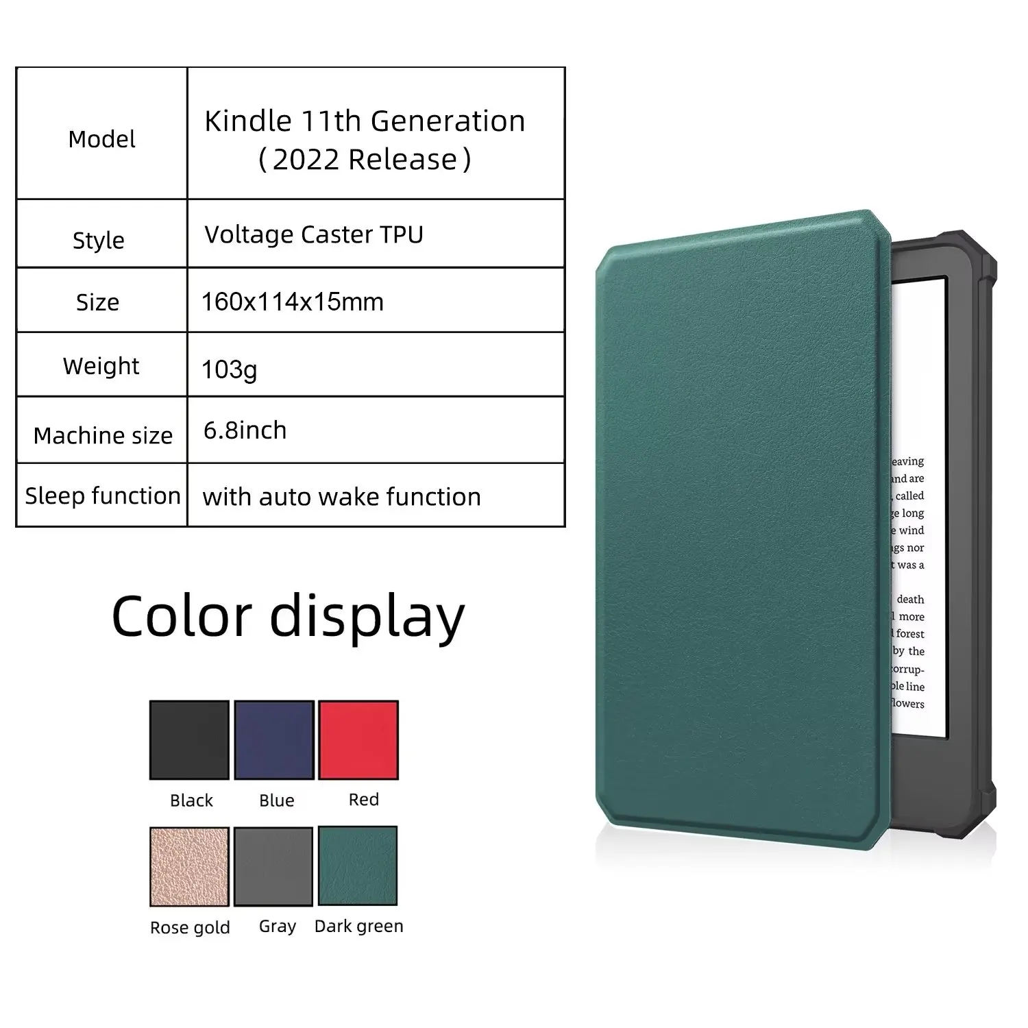 Soft TPU +Denim PU Tablet Cover case  for  Amazon Kindle 11th Generation  6.8 inch 2022