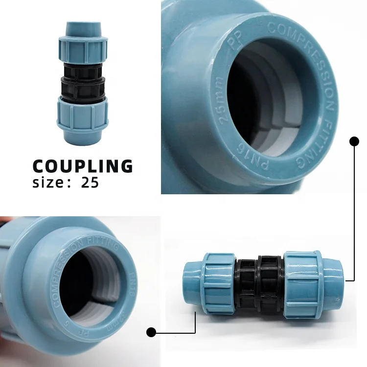 PP Compression Fitting Plastic Plumbing Fittings Pipe Connection PP Fitting PN16