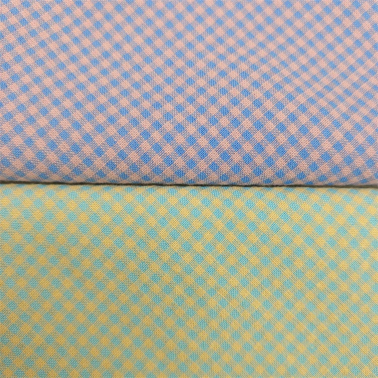 stock Cheap fashion girls dresses fabric polyester cotton blending Yarn dyed lattice clothing check Dress fabric for garment