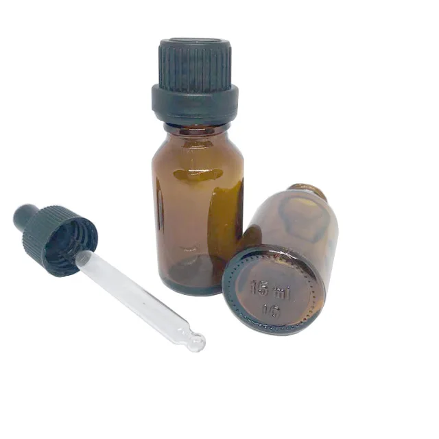 Wholesale Essential Oil Packaging 15ml Clear Amber Glass Dropper Bottle