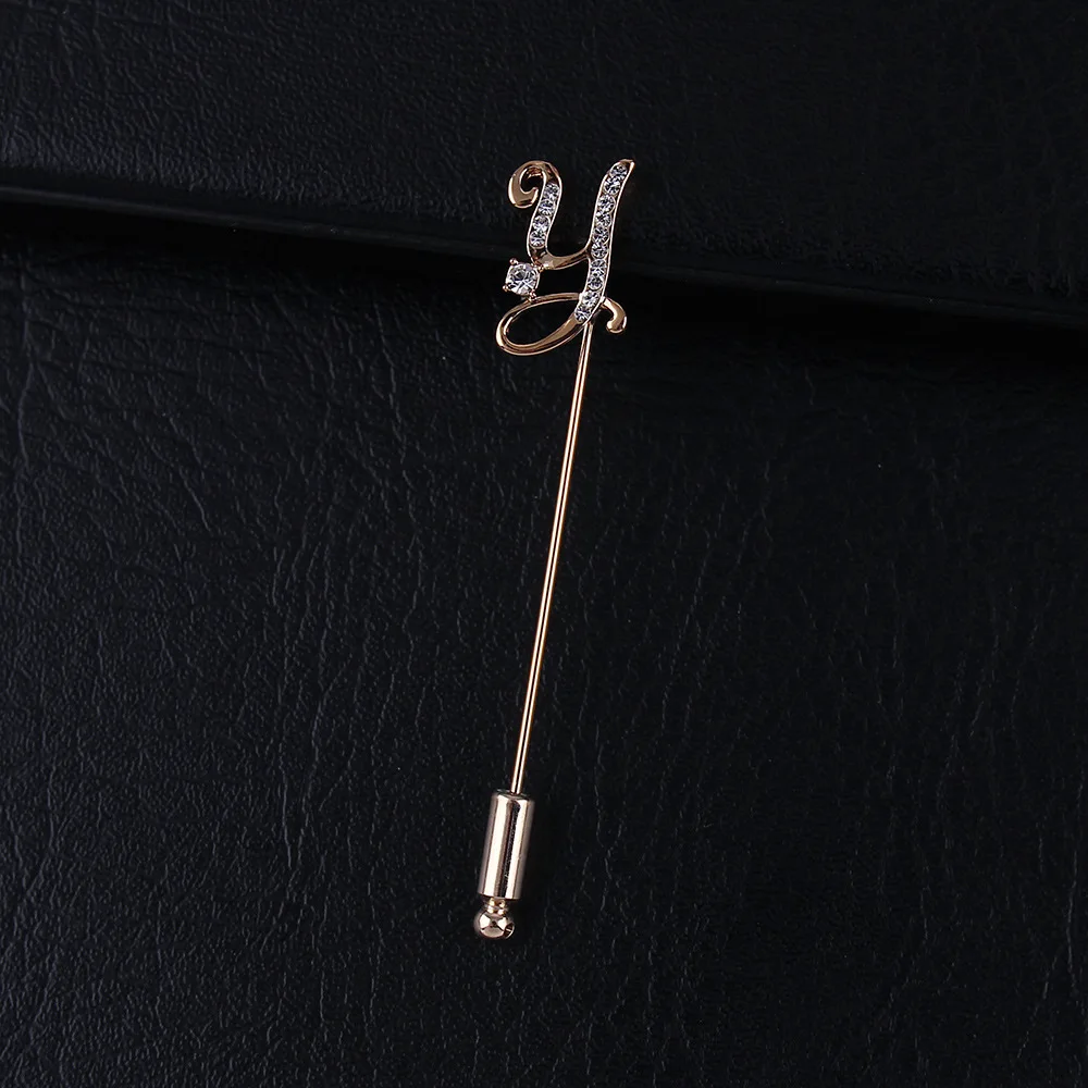 
Letters X Y Z personality last name men a word brooch microset zircon high-grade brooch collar pin 