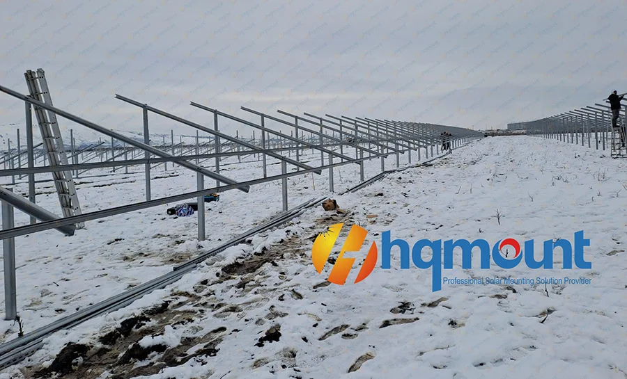 Large Scale Solar Panel Power Plant Mount Steel Structure Ramming Pile Ground Mounting System for PV panels