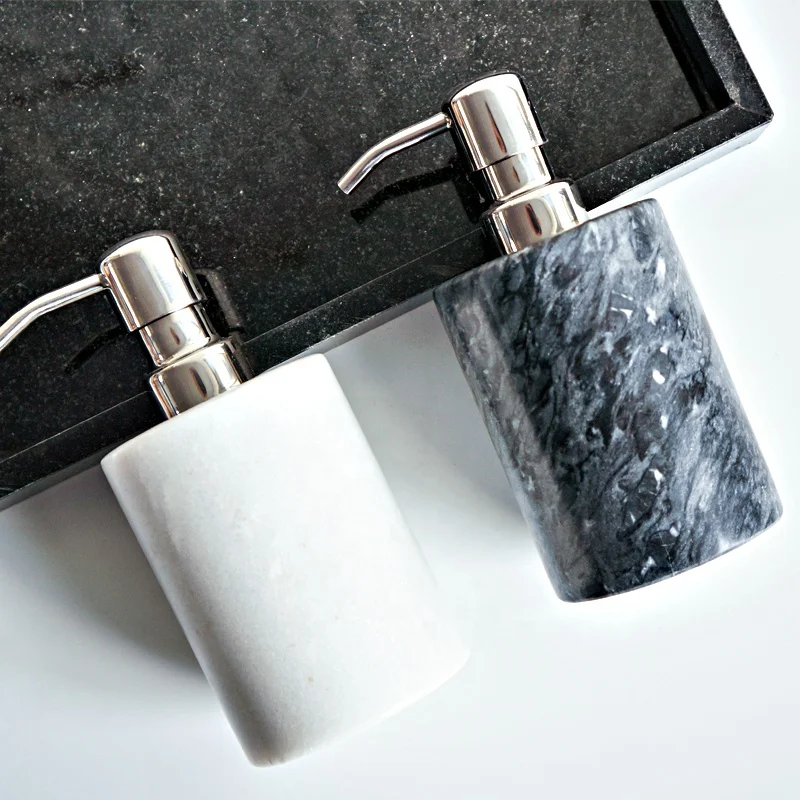 
Luxury Natural Stone Bath Accessories Bathroom Set Marble Bath Ware Liquid Oval Soap Dispenser Soap Tray Dishes 