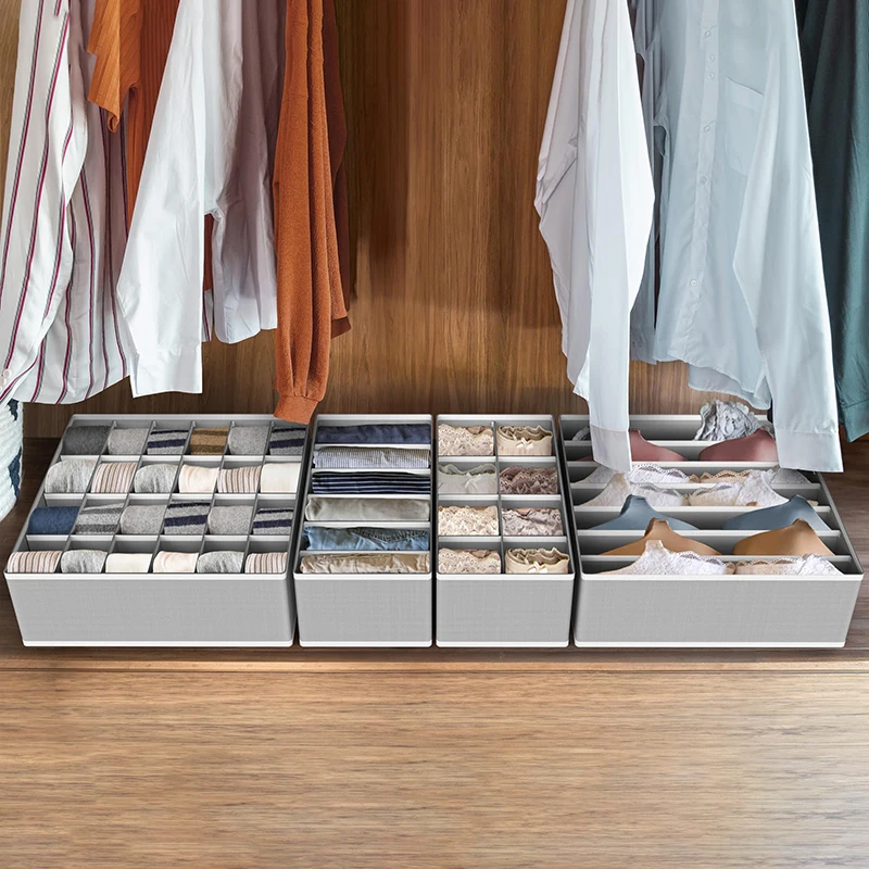 Household clothes storage boxes Organizer Stackable Foldable Fabric Drawer Socks Underwear Bra Storage Box