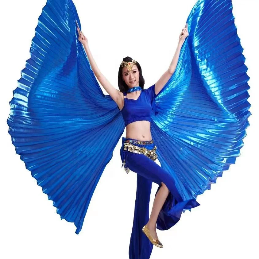 Belly Dance Isis Wings with Sticks for Adult Women Belly Dance Costume Angel Wings for Halloween Carnival Performance