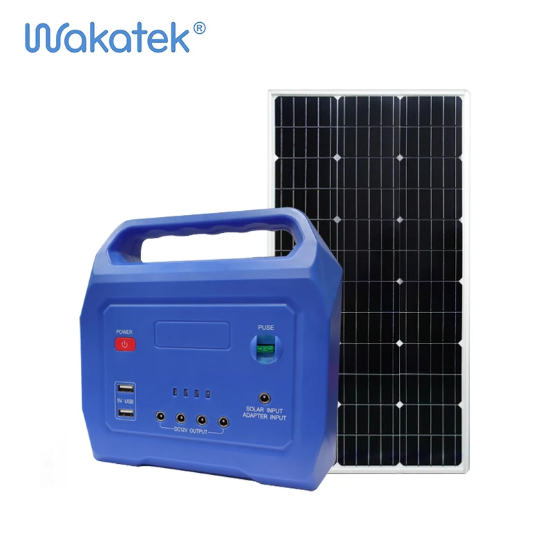 WAKATEK Off grid DC Portable Solar Power Station mini Solar Generator With Mobile Phone Charging USB Port Solar Light Kit For Ho