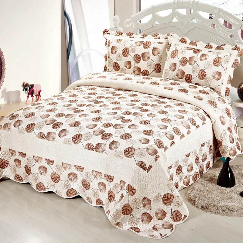 
European Short Plush Microfiber Printed Quilted Patchwork Bedspread 