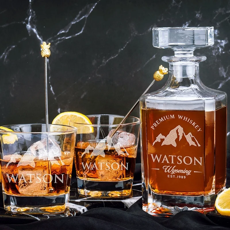 Графин для вина оптовая продажа матовый прозрачный декоративный выдувной красивый стеклянный ликер с индивидуальным логотипом допустимый