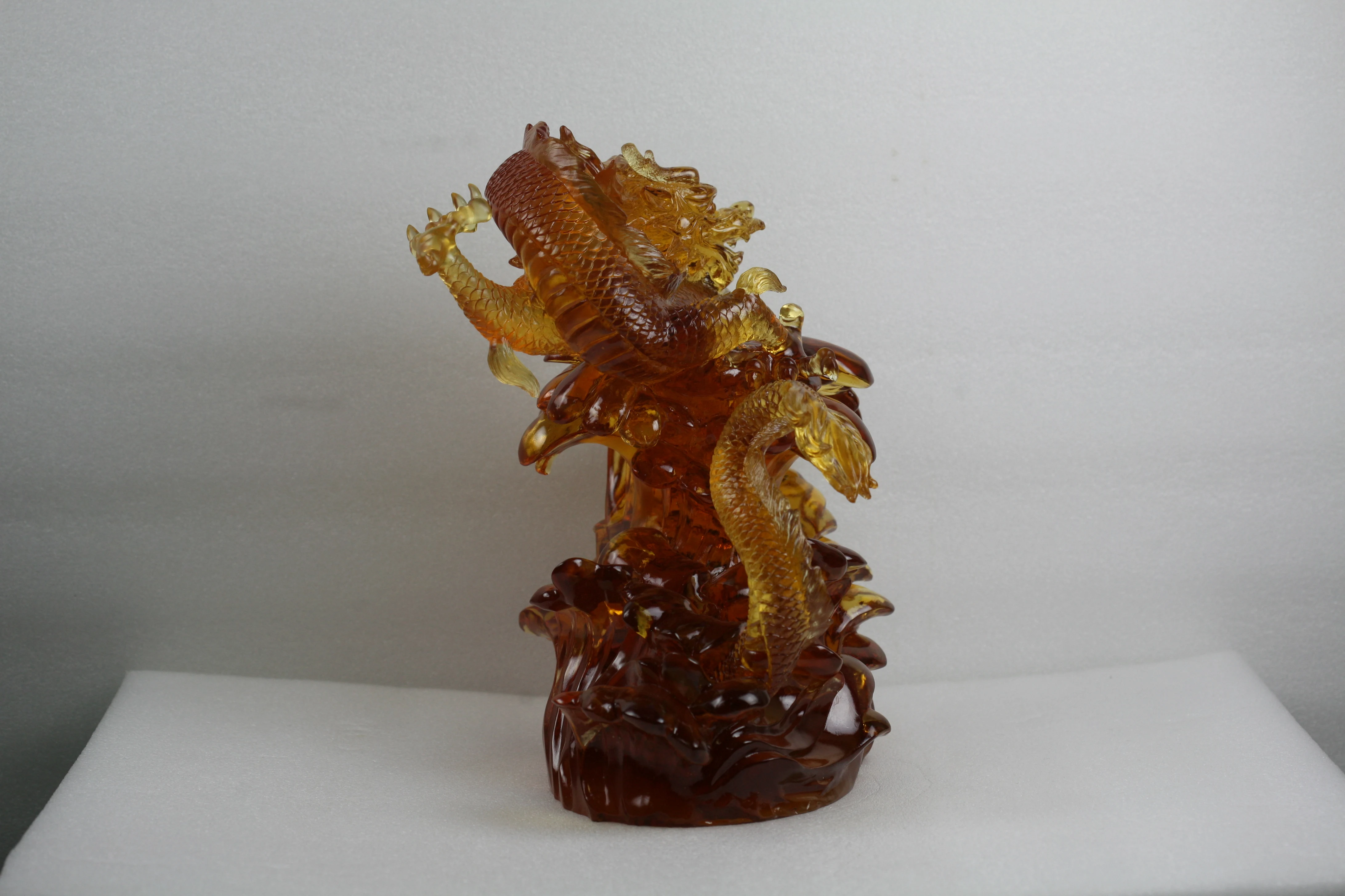 Handmade Customize Lost Wax Casting Art Glass Chinese Dragon Feng Shui Decoration