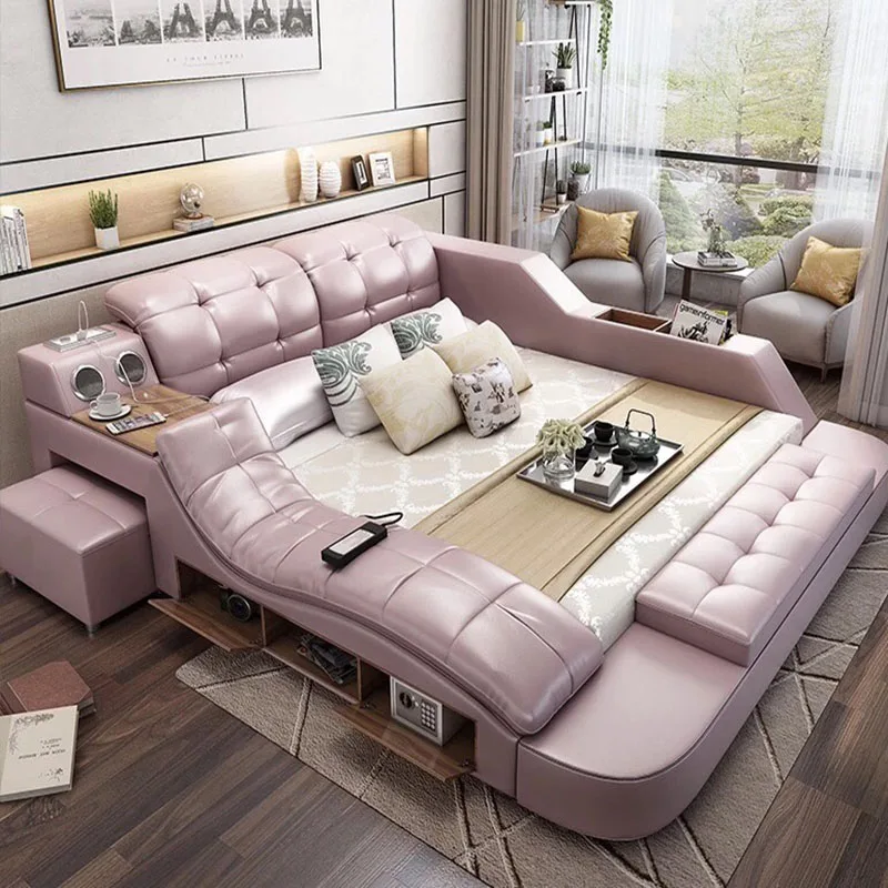 
Wholesale smart bed multifunction, leather and fabric bedWith massage and storage. 