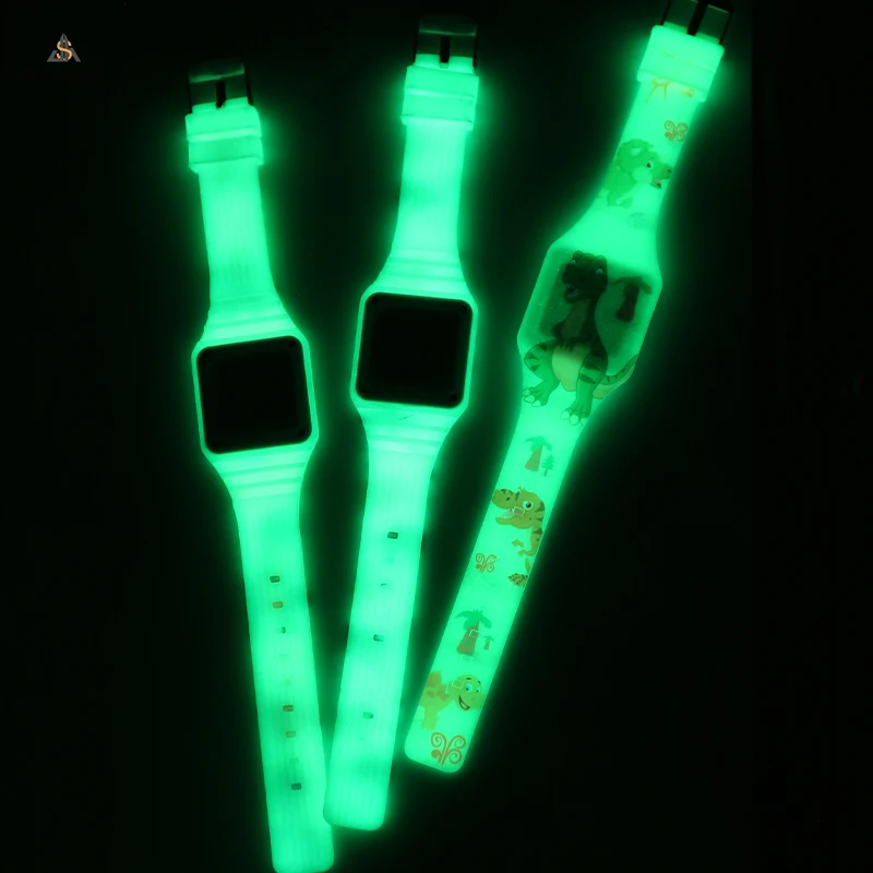 Digital silicone watch girl luminous watches night sparkling LED display waterproof wristwatch
