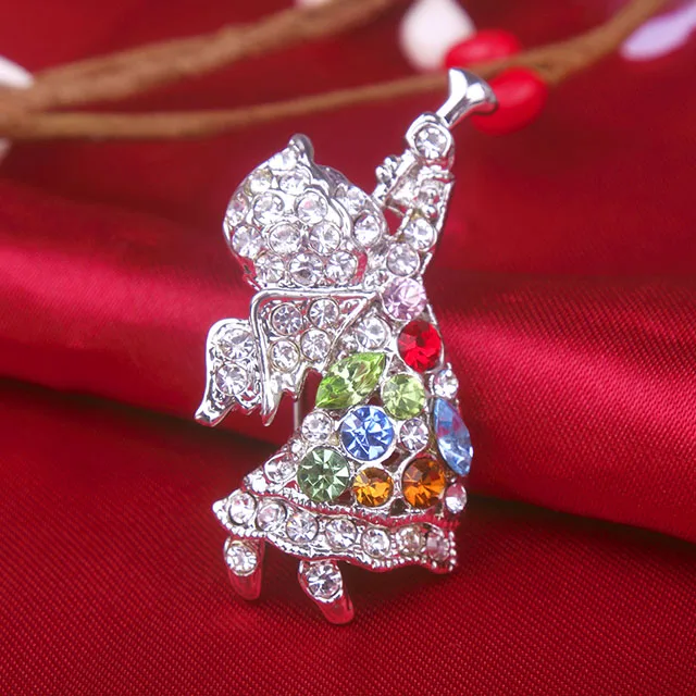Guardian Angel Christmas Brooches Pins for Girls Crystal Rhinestone Angel Wings Brooch Pins Jewelry Gifts