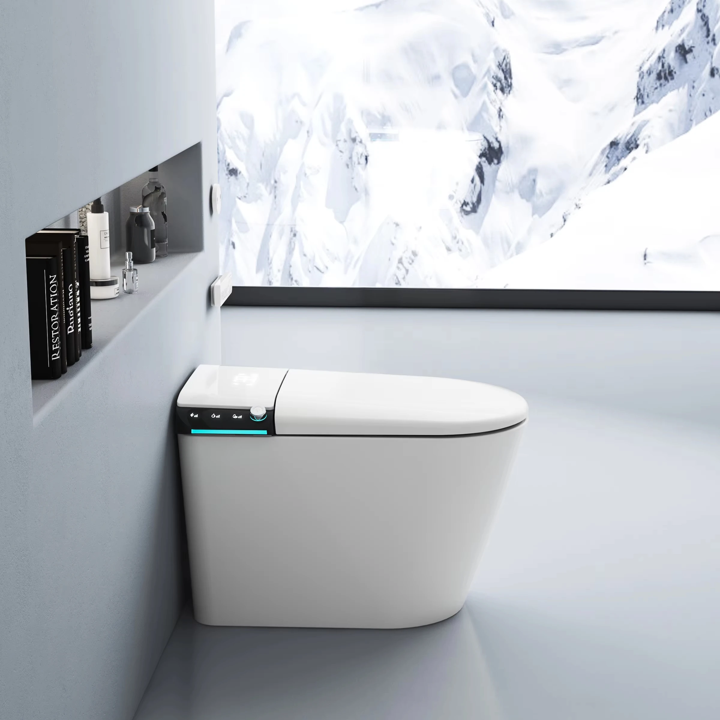 Canada Modern smart floor toilet commode electric wc bathroom ceramic automatic intelligent floor toilet bowl